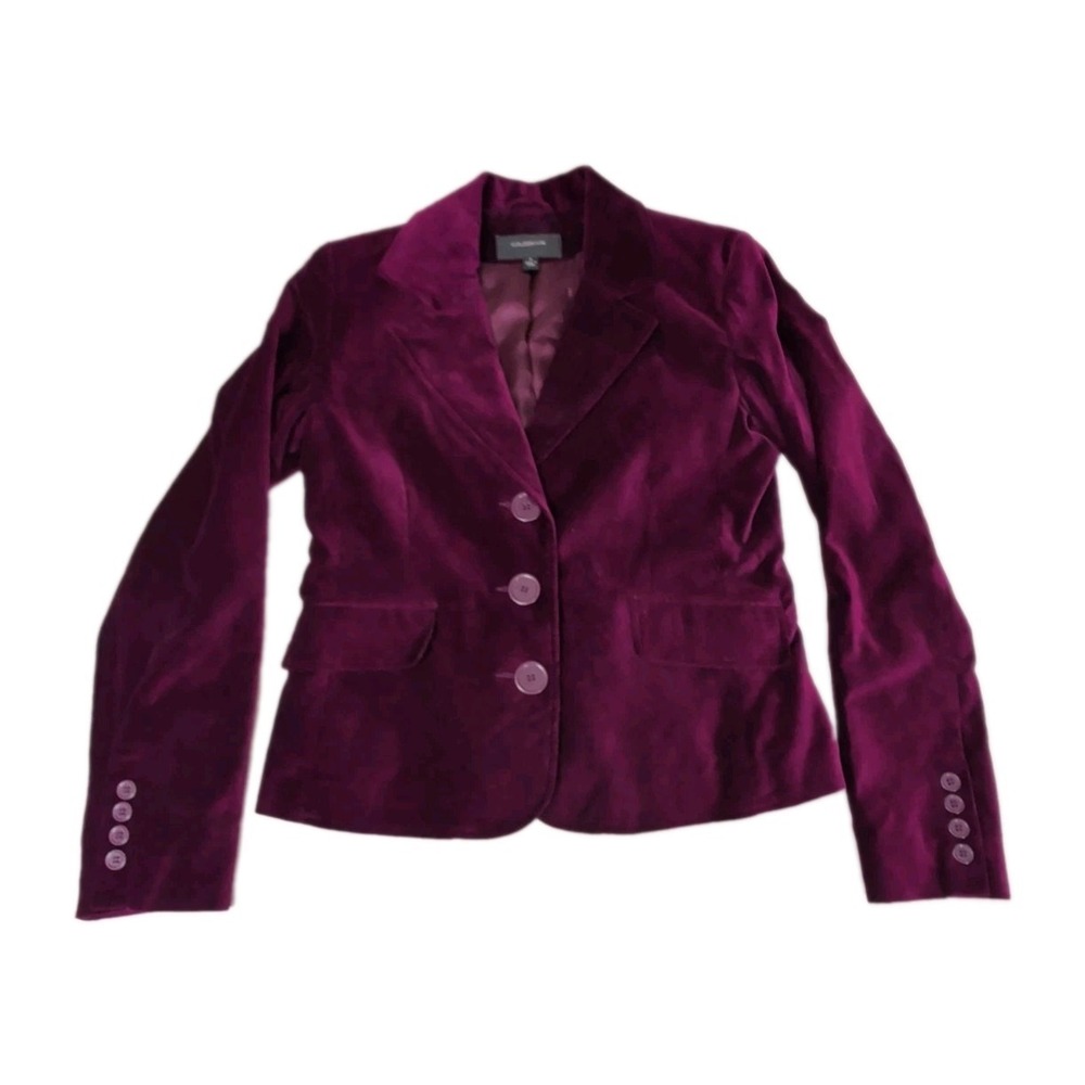 Colebrook Velvet Blazer Jacket Womens S Purple 3 Button Event Holiday Party Glam